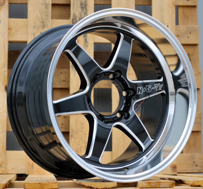 R18x10.5 6X139.7 ET 12 106.1 D1668 Black+Polished Lip (BLPL) For RACIN (K3) (Milling)