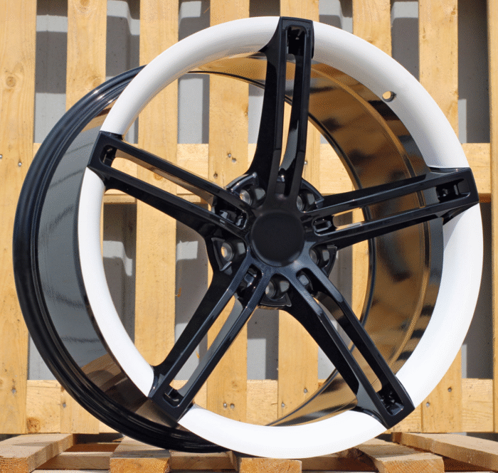 R21x9.5 5X130 ET 60 71.6 CTRGW1213 (FB0283J) Black (BL) For PORCH (K7) (FORGED Taycan (Glossy Black+White)(Rear+Front)