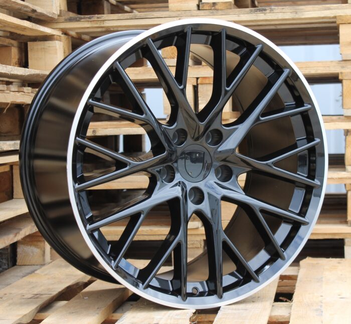 R21x9.5 5X130 ET 65 71.6 B5541 Black+Polished Lip (BLPL) For PORCH (Z4) (Black Shining+PL Rear+Front)