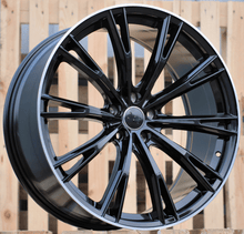 Indlæs billede til gallerivisning R20x9 5X112 ET 34 66.5 H5060 (F016) Black+Polished Lip (BLPL) For AUD (K4) (HYBRID FORGED)