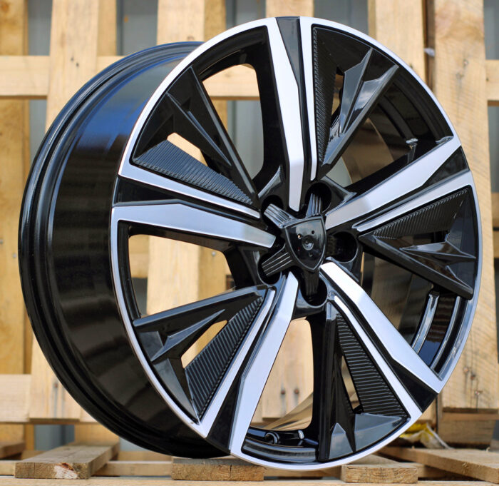 R17x7 4X108 ET 25 65.1 Y1187 (LU2402) Black Polished (MB) For PEUG (P1) (NEW Design Carved Spokes)