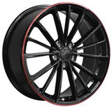 R18x7.5 5X112 ET 51 57.1 B5937 Black Half Matt+Red Lip (BLHMRL) For VW (P)