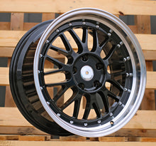 Indlæs billede til gallerivisning R18x8 5X120 ET 35 72.6 A1025 Black+Polished Lip (BLPL) For RACIN (P) (BBS Style Rear+Front)