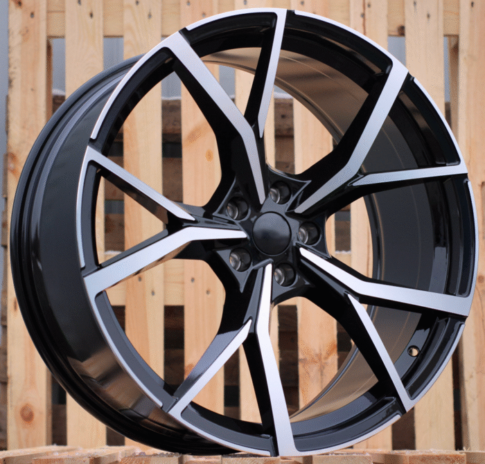 R17x7 5X112 ET 45 57.1 B5801 (FBX256) Black Polished (MB) For VW (K8) (HYBRID FORGED)