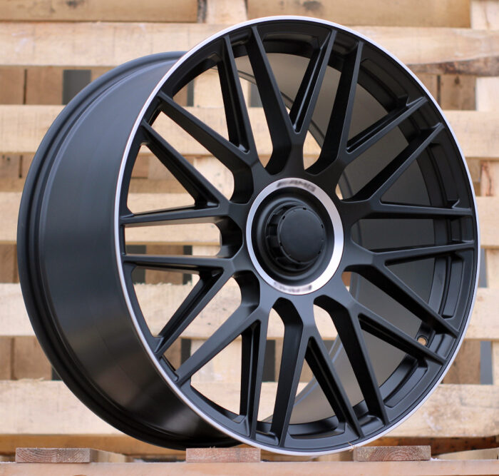 R21x10 5X112 ET 44 66.6 Y0207 Black Half Matt+Polished Lip (BLHMPL) For MER (K4) (Rear+Front (Blank CAP)