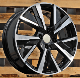 R15x6.5 4X108 ET 32 65.1 B5906 (LU2386) Black Polished (MB) For PEUG (Z6) (Carved Spokes)