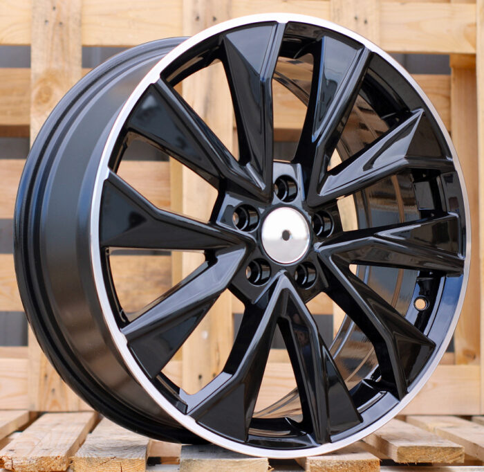 R17x7 5X100 ET 46 57.1 B5970 Black+Polished Lip (BLPL) For SKODA (R) (New Model)