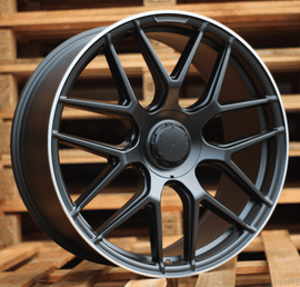 R22x10 5X112 ET 43 66.6 B5318 (IV61H716) Black Half Matt+Polished Lip (BLHMPL) For MER (P2) (Rear+Front)