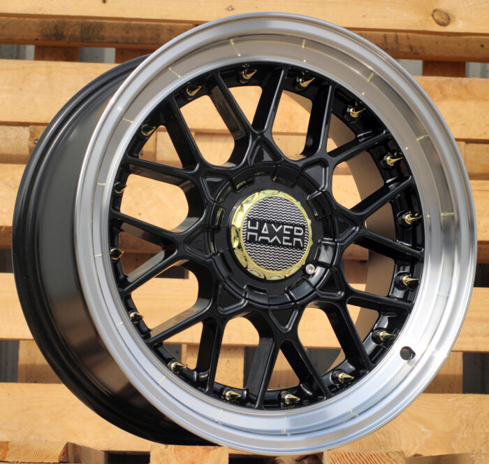 R17x8 10X112/120 ET 30 74.1 L1880 (HX025) Black+Polished Lip (BLPL) For HAXER (P1)
