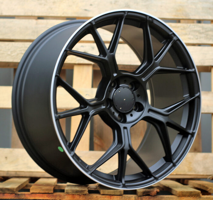 R19x8.5 5X112 ET 40 66.6 FBX120 Black+Polished Lip (BLPL) For MER (Z5) (HYBRID FORGED Rear+Front)