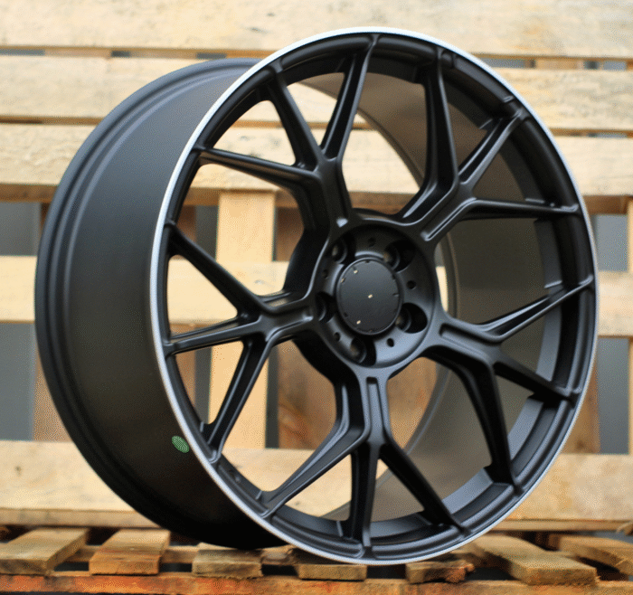 R20x9.5 5X112 ET 45 66.5 FBX120 Black+Polished Lip (BLPL) For MER (K3) (HYBRID FORGED Front+Rear)