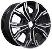 Indlæs billede til gallerivisning R16x6.5 5X114.3 ET 45 66.1 6408 Black Polished (MB) For RENAU (Z6) (max 1250kg)