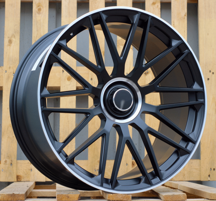 R22x10 5X112 ET 45 66.6 XFRGW160 (FB1050J) Black Matt+Polished Lip (BMPL) For MER (K7) (FORGED (Rear+Front)