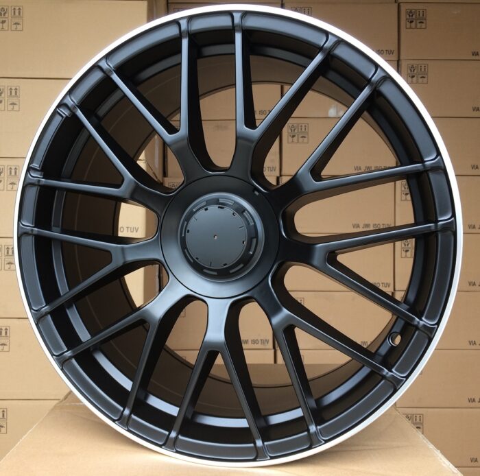R19x8.5 5X112 ET 45 66.6 BK912 Black Half Matt+Polished Lip (BLHMPL) For MER (K4) (Rear+Front)