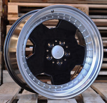 Indlæs billede til gallerivisning R18x9 5X112 ET 30 66.6 B5852 Black+Polished Lip (BLPL) For MER (K2+Z4) (MONOBLOCK Style Rear+Front)