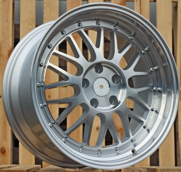 R18x9 5X112 ET 35 66.5 A1025 Polished Silver (MS) For RACIN (K7+P) (Rear+Front Style BBS)