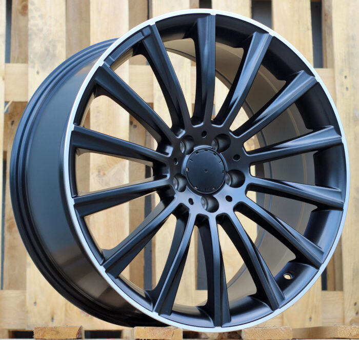 R19x8.5 5X112 ET 43 66.6 B1048 (BK836) Black Half Matt+Polished Lip (BLHMPL) For MER (K4+P)