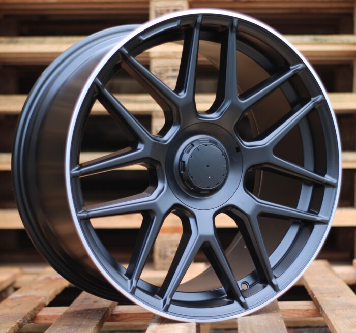 R19x9.5 5X112 ET 43 66.6 B1258 Black Half Matt+Polished Lip (BLHMPL) For MER (Z2+Z3) (Rear+Front)
