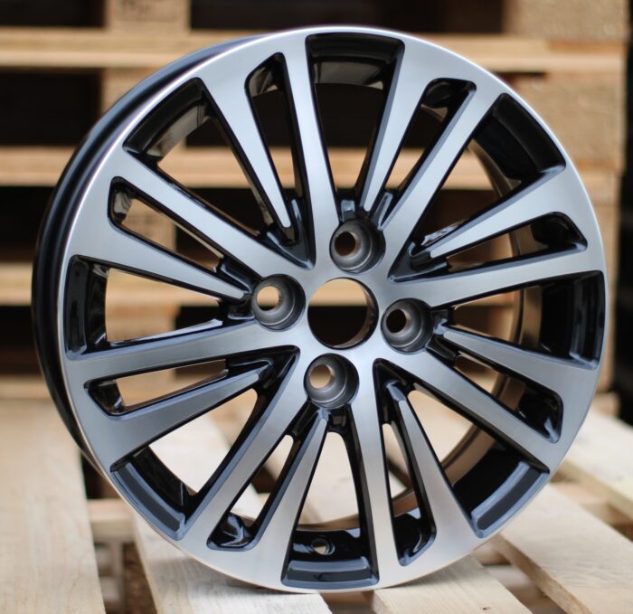 R14x5.5 4X100 ET 45 54.1 F1438 (LU1437) Black Polished (MB) For TOYOT (R+Z5)
