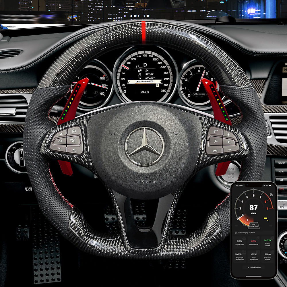 carbon fiber led steering wheel paddle shfiter smart (3)