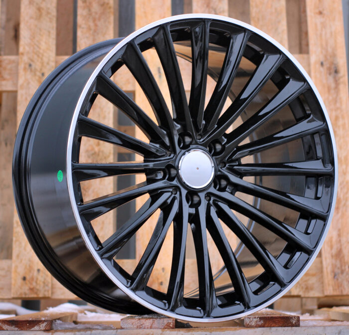 R20x8.5 5X112 ET 40 66.6 Y5909B Black+Polished Lip (BLPL) For MER (K4+P) (Rear+Front)