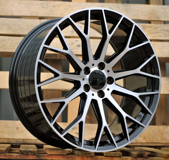 R18x8 5X112 ET 43 66.6 YS1180 (FLB002) Black Polished (MB) For MER (Z5) (HYBRID FORGED)