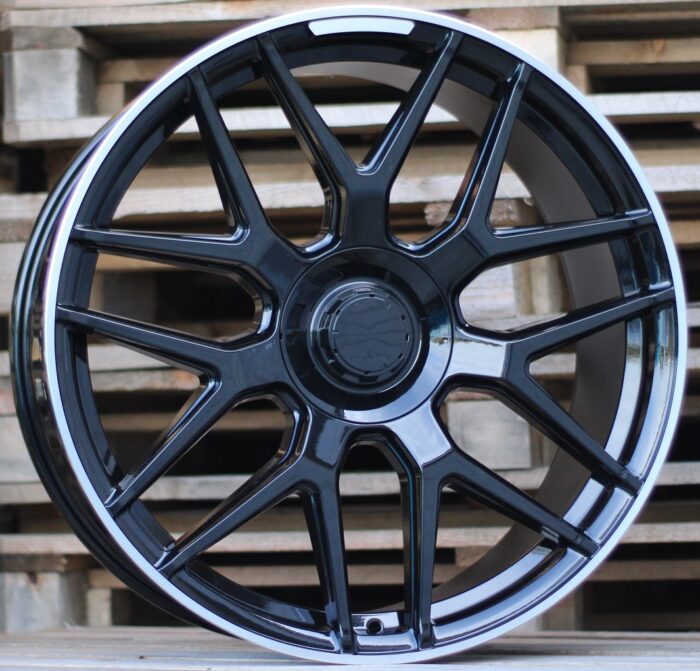 R20x8.5 5X112 ET 53 66.6 FE115 Black+Polished Lip (BLPL) For MER (P)