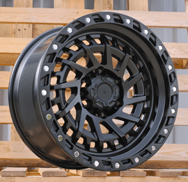 R18x9 6X139.7 ET 0 110.1 JT195 Black Polished (MB) For 4X4 (K3) (Silver Rivets)