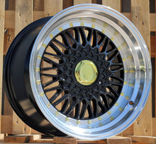 Indlæs billede til gallerivisning R17x10 8X100/114 ET 20 73.1 BY479 (LU247) Black+Polished Lip (BLPL) For RACIN (K3) (Gold Rivets Style BBS)