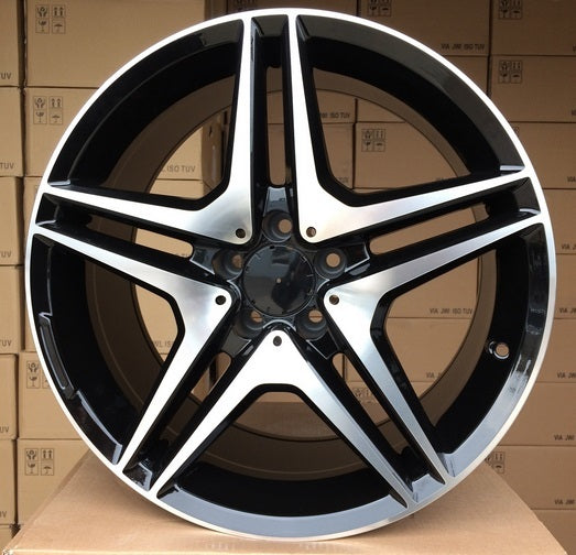 R18x9.5 5X112 ET 45 66.6 BY496 Black Polished+Powder Coating (MBPC) For MER (P1) (Rear+Front)