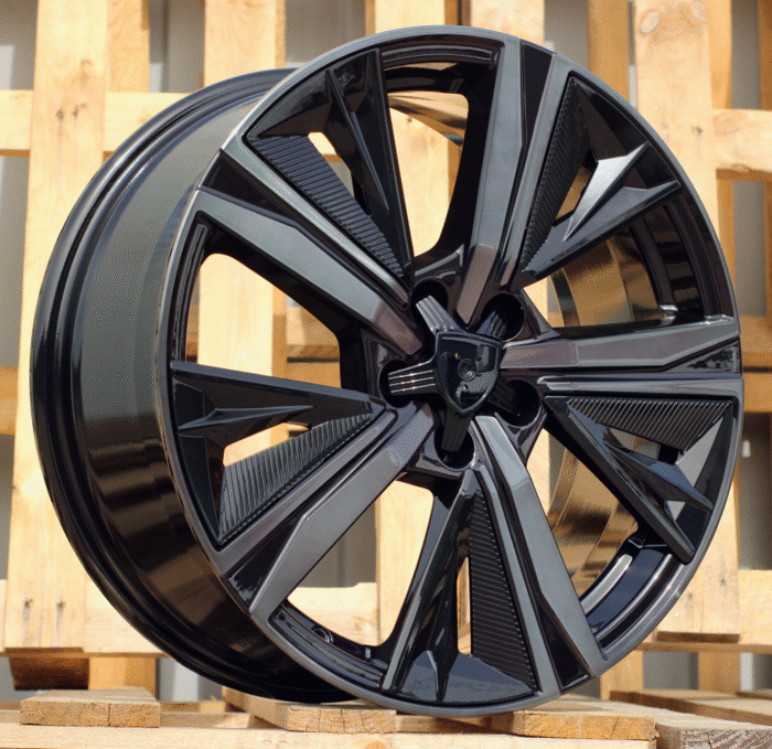 R17x7.5 5X108 ET 44 65.1 Y1187 (LU2402) Black+Tinted Face (BLTF) For PEUG (Z6) (NEW Design Carved Spokes)